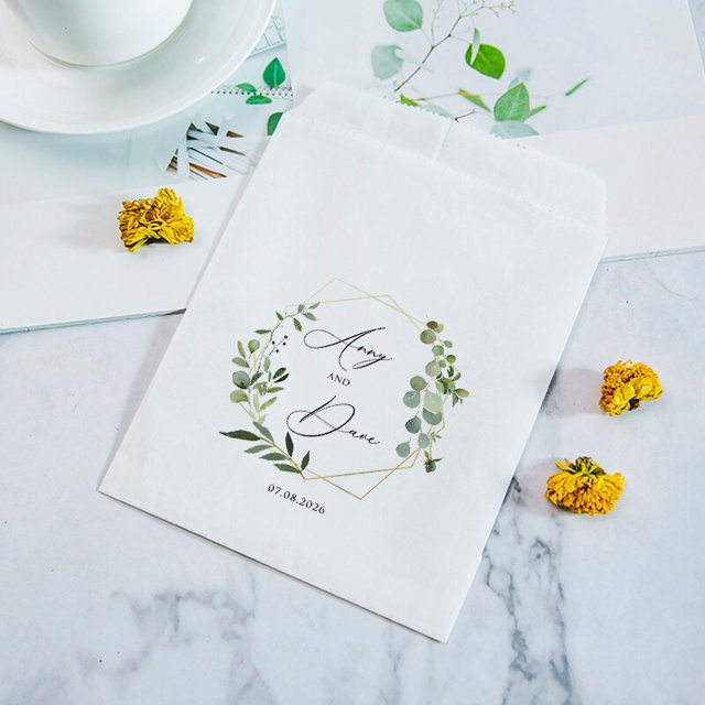 Bolsa de recuerdo de boda personalizada, nombre personalizado con fecha de bolsas de dulces de agradecimiento, bolsa de recuerdo de papel blanco/Kraft para fiesta nupcial
