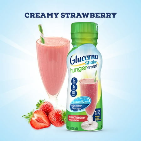 Glucerna Hunger Smart Diabetic Protein Shake, Classic Strawberry, 10-fl-oz Bottle, 12 Count