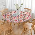 thumbnail image 3 of Spring-Inspired Floral Round Tablecloth with Elastic Edge, Polyester Fabric for Kitchen or Patio Table, Fits 44-52 Inch Tabletop Surface, 3 of 7