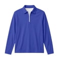 thumbnail image 4 of Mooqilaa Boys Long Sleeve Polo Shirts, Half Zip Collared Casual School Uniform Fall Tops Blue Size 14-15T, 4 of 8