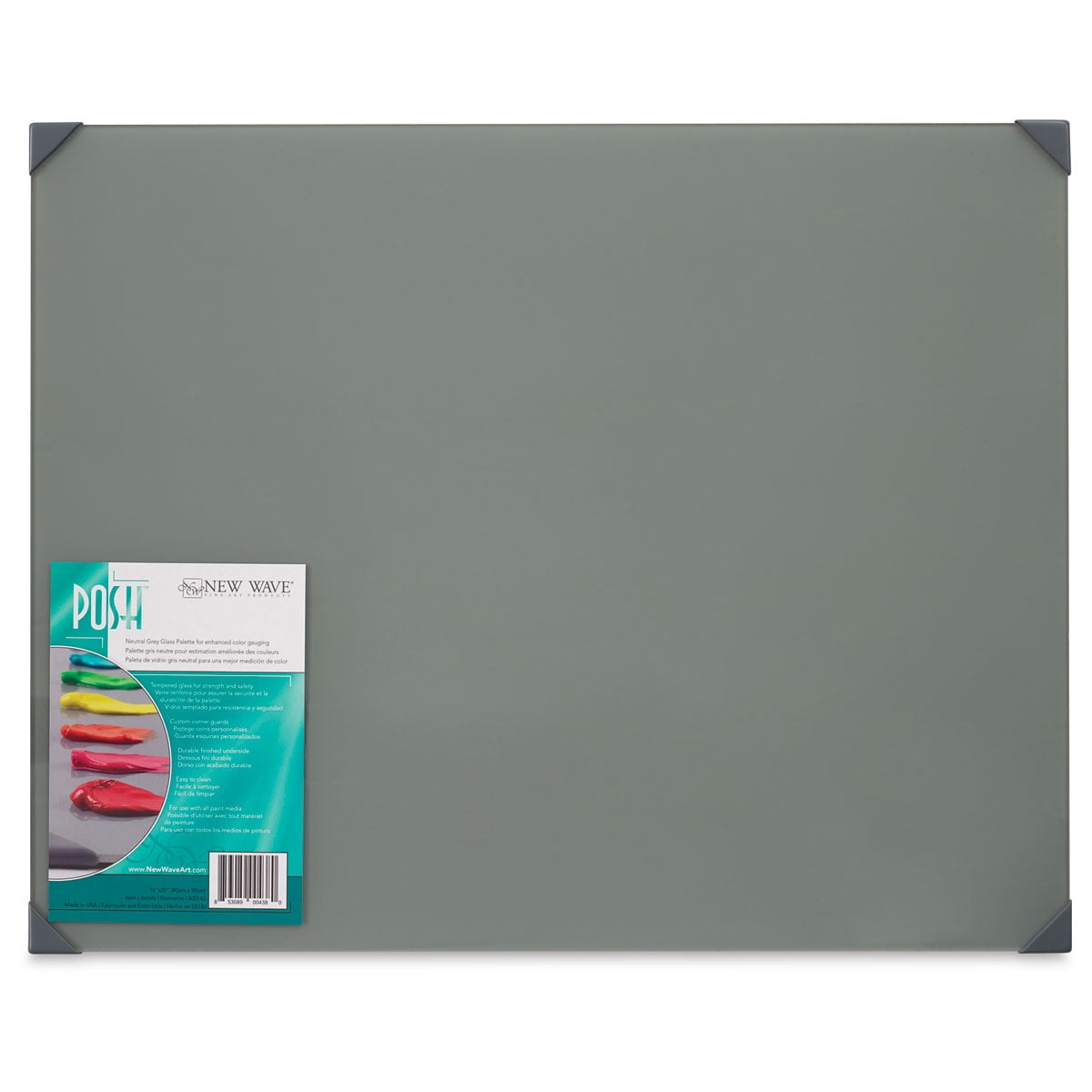 New Wave Art Posh Table Top Palette, Glass, Grey, 16x20 in