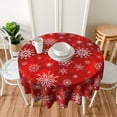 thumbnail image 2 of Christmas Red Tablecloth, Winter Snowflake Round Tablecloth 60 Inch, Xmas Table Cloth for Rustic Farmhouse Kitchen Decor, Wipeable Polyester Fabric Table Cover for Holiday, 2 of 8