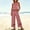 Pink, variant on Floleo Women's 2-Piece Linen Blend Outfit Set Sleeveless Lace Trim Top & Elastic Waist Wide Leg Pants Casual Summer Set for Beach Travel Daily Wear(Purple,3XL)