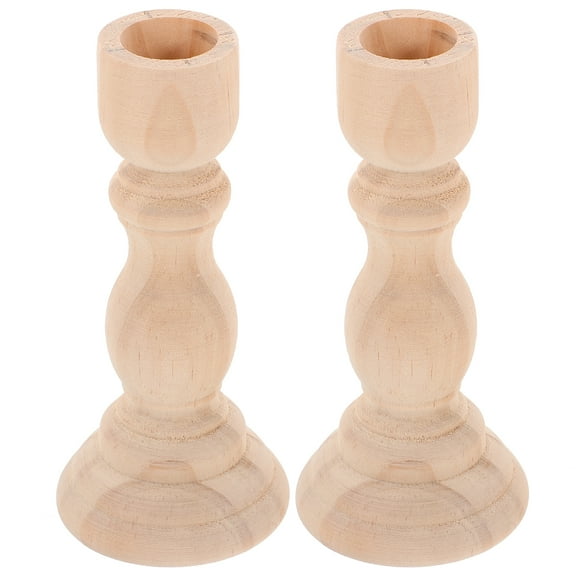 2pcs Wooden Candle Holders Candlestick Holders Rustic Pillar Candle Holder