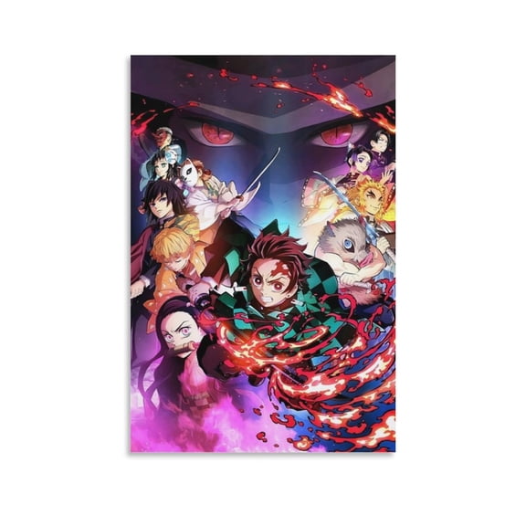 Demon-Slayer Anime Poster (4) Print Photo Art Painting Canvas Poster Home Decorative Bedroom Modern Decor Posters Gifts 24x36inch(60x90cm)