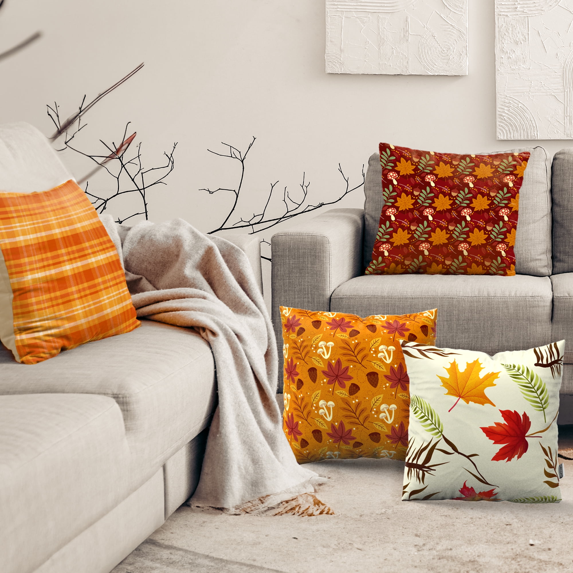  HighonHi Big Pillows for Bed 18 x18 Colorful Autumn