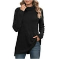 thumbnail image 2 of Qulqfy Dressy Women's Sweaters Black Turtleneck Pullover Business Casual Ribbed Knit Split Hem Shirts Womens Lightweight Sweaters L, 2 of 6