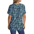 thumbnail image 5 of UVN Womens Blouses Summer V Neck Shirts Ladies Short Sleeve Casual Pleated Floral Tunic Tops, 5 of 9