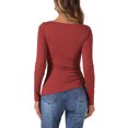 thumbnail image 3 of INSPIRE CHIC Women's Drawstring Ruched Top Round Neck Long Sleeve Irregular Hem Basic T-shirt Tops, 3 of 4
