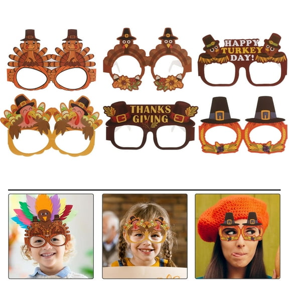 Raindrops Thanksgiving Glasses for Photo Props and Party Favors Assorted Color Lightweight Paper 6pcs