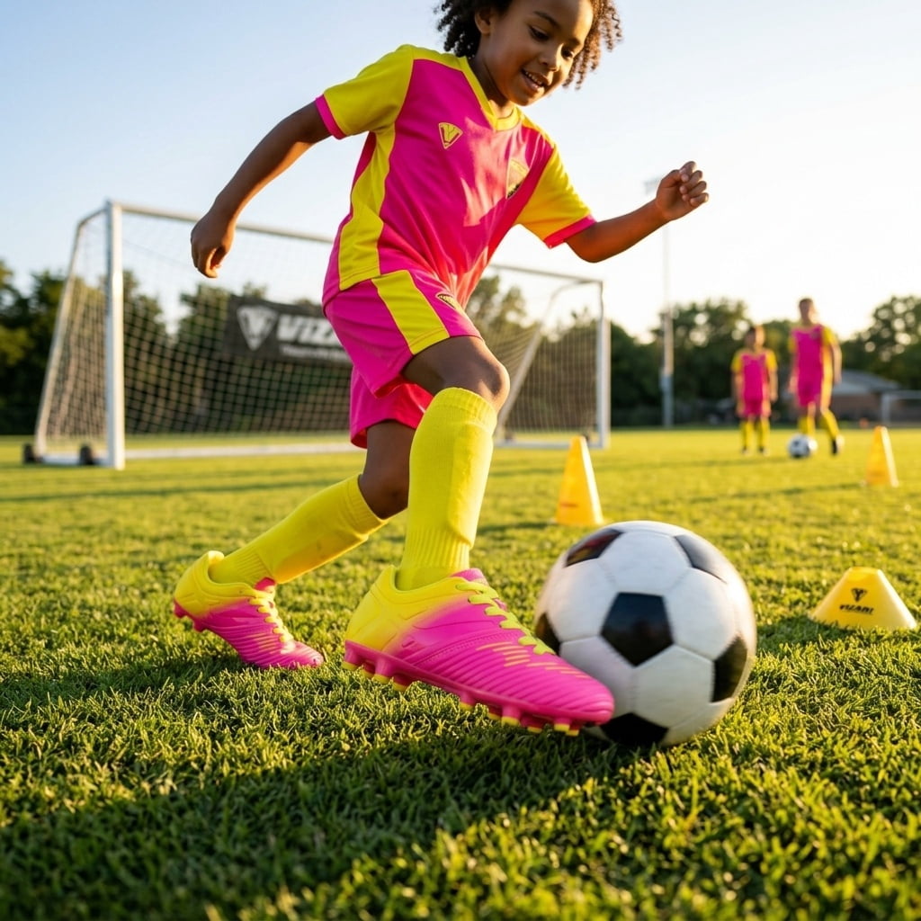 Vizari Liga Firm Ground Soccer Cleats for Kids – Durable, Lightweight, and Comfortable Soccer Shoes for Boys and Girls,Pink,12