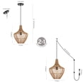 thumbnail image 4 of JONATHAN Y Lucas 13" 1-Light Farmhouse Coastal Rattan 180" Cord Plug-In or Hardwired LED Pendant, Brown, 4 of 10