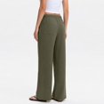 thumbnail image 4 of Linen Pants Women Summer Cotton Linen Stretch Palazzo Slacks Flowy Wide Leg Loose Beach Trouser with Pockets, 4 of 4