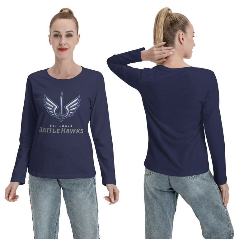Mryumi St. Louis Battlehawks Women's Long Sleeve T-shirts Navy Blue Small