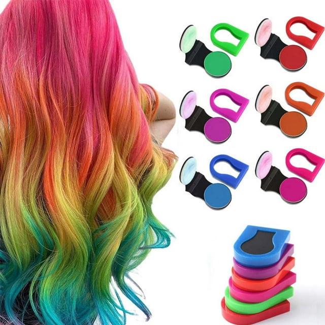 Fiudx Tinte Temporal para El Cabello, Tiza Lavable Vibrante, Polvo Fácil de Aplicar, Fórmula de Eliminación Rápida, Ideal para Fiestas, Ideal para Adolescentes y Adultos, Incluye 6 Colores Brillantes