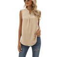 thumbnail image 1 of Txlixc - Camiseta sin mangas para mujer, color sólido para adultos, con ribete de encaje, sin mangas, con cuello en V, chaleco suelto Txlixc Moda, 1 of 4