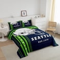 thumbnail image 3 of Full Size Bedding Sets for Boys American Football Comforter Set, Football Game Sports Theme Bed Comforter Set Navy Blue Fluorescent Green Duvet Set with 2 Pillowcases (Seattle), 3 of 7