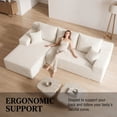 thumbnail image 4 of 106” Cloud Sectional Couch, Compressed Modular Sectional Sofa with Deep Seat, 3-Seat Corduroy Boneless Couche, L-Shaped Sectional Couches for Living Room, Left Facing Chaise, Beige, 4 of 8