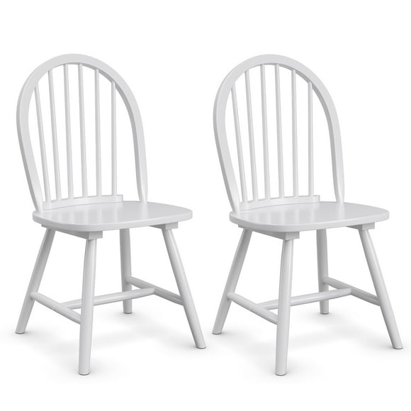 Costway Set of 2 Vintage Windsor Dining Side Chair Wood Spindleback Kitchen Room White
