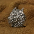 thumbnail image 5 of 925 Sterling Silver Details Wolf Man Ring Biker Punk Jewelry TA323 Small Model US Size 8.5, 5 of 17