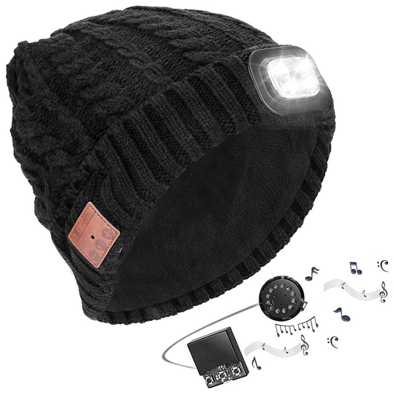 Naiyafly Unisex Bluetooth Beanie Hat with Light,Wireless Headphones, Unique  Christmas Tech Gifts for Men Women Dad