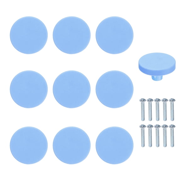 Uxcell 10 Pack Cabinet Knobs, 41x22mm Plastic Cute Dresser Pulls Cartoon Soft Rubber Drawer Handle Pulls with Screws for Bedroom Cupboard Closets Bookcase Kitchen, Round, Teal