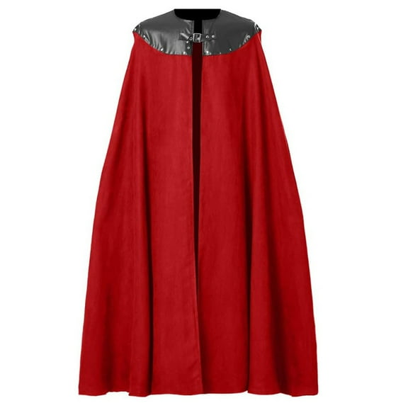 Hvyesh Medieval Hooded Cloak Men and Women Renaissance Cape Halloween Vintage Robes Medium Length Cloak