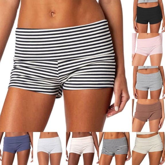 Only Moment Womens Fold Over Shorts Threadcloth High Rise Stretchy Yoga Rollover Shorts Slim Fit Cute Lounge Shorts Micro Bottoms Pink,S