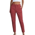 thumbnail image 2 of CQONEPT Womens Work Pants Dressy Casual Straight Leg High Waist Cargo Ankle Pants Button Slim Cropped Trousers with Pockets Chino Pant for Outdoor Daily Wear S, 2 of 6