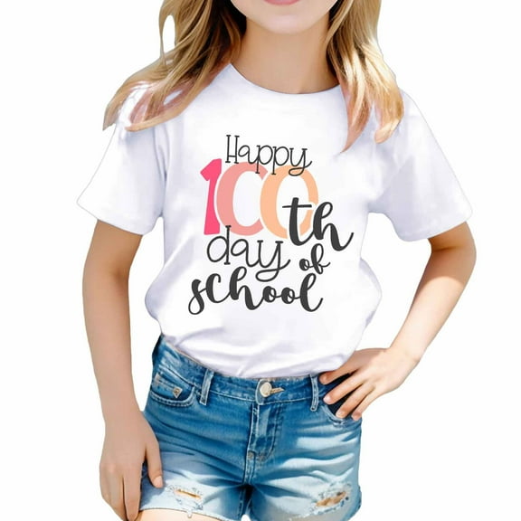 Little Kid Children's Printed Round Neck Short Sleeved T Shirt For Boys And Girls Long Sleeve Toddler 2 Cute Toddler Shirts Girls 2t Undershirt Oleander Size 16 Birthday Girl 4t 4-5 Years White