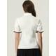 thumbnail image 4 of Blusa vintage con cuello Peter Pan para mujer, con ribete en contraste, manga corta, con botones Blanco M, 4 of 5