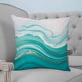 thumbnail image 4 of 20x20 Pillow Covers Set of 2, Teal Waves Abstract Throw Pillow Covers Decorative Couch Cushion Case, Gradient Fluid Water Ripple Microfiber Square Pillowcases for Bedroom Car Living Room, 4 of 7