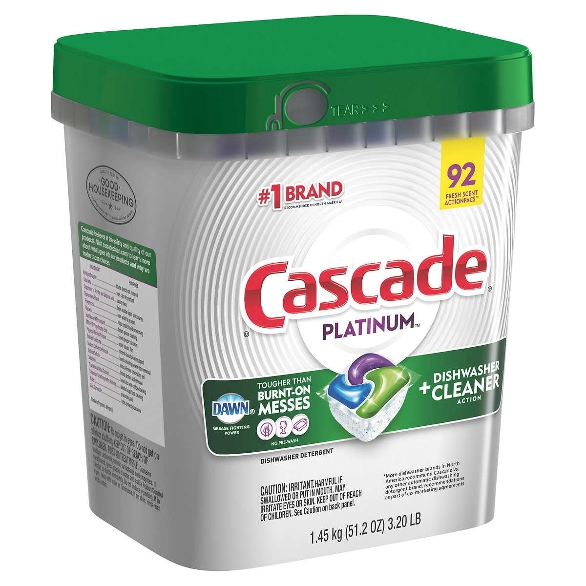 Cascade Platinum Dishwasher Detergent Actionpacs, 92 Count
