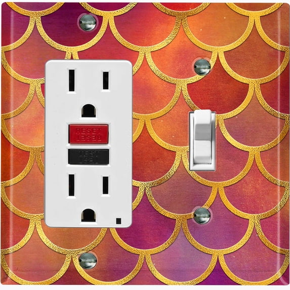 Metal Light Switch Plate Outlet Cover Mermaid Pink MER002