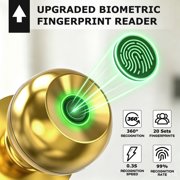 Upgrade Luxe Gold Biometric Door Knob Smart Lock Fingerprint & Key & App Control