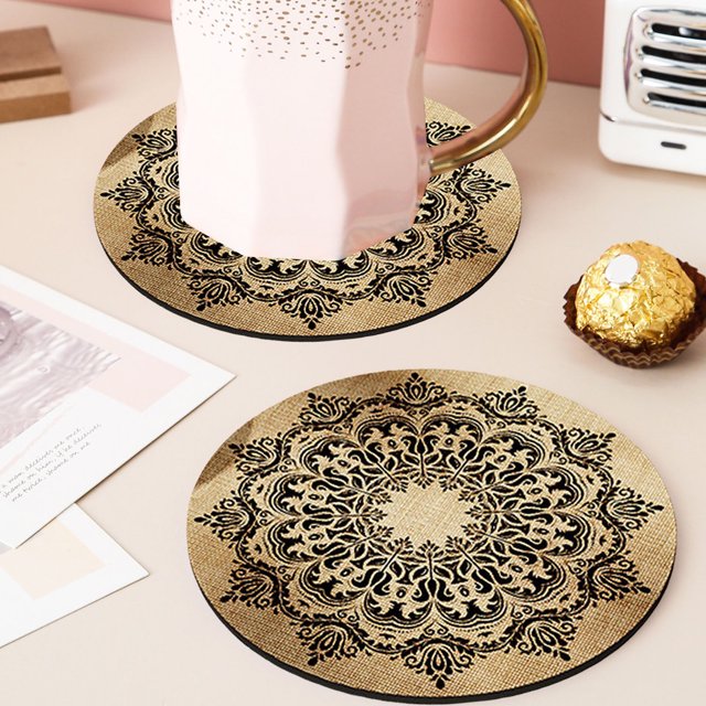 Paokuoon Sets de Table Ronds Résistants à la Chaleur Lavables Décorations de Table Boho pour Table à Manger