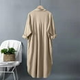thumbnail image 4 of IROINNID Womens Long Sleeve V-Neck Shirts Plus Size Home Loose Pullover Top Solid Color Shirt Sunscreen Coat,Beige, 4 of 7
