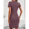 thumbnail image 6 of Mauve Purple Short Sleeve Bodycon T-Shirt Dress For Women, 6 of 7