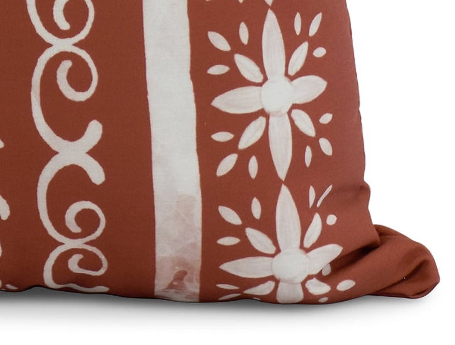 Simply Daisy, 20" x 20" Cuban Tile 2, Geometric Print Outdoor Pillow, Red Orange