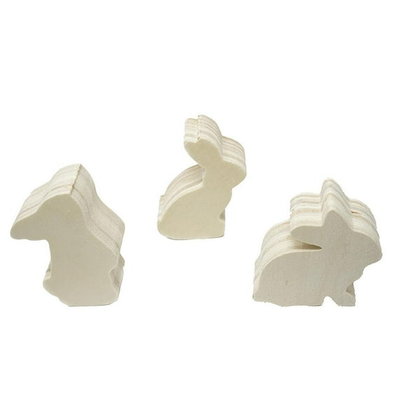 Mini DIY Wood Bunny, Natural, 3-Piece