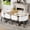 White Wood Oval Table White Chair, variant on JUYG 9-Piece Square Dining Set, White Faux Marble Tabletop with 8 White Faux Leather Chairs, Seats 8
