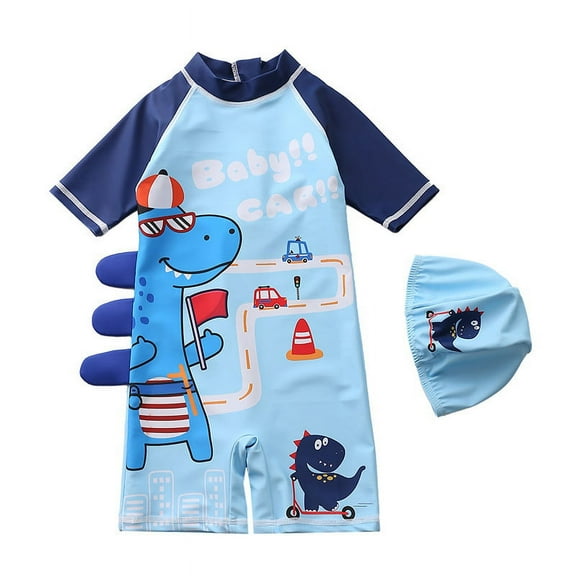 Baby Boys Toddlers Swimsuit One Piece Kids Bathing Suit Swimwear with Hat Rash Guard Surfing Suit A1