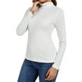 thumbnail image 3 of SWQZVT Womens Turtleneck Sweaters Shirts Long Sleeve Slim Fit Fall Fashion Base Layer Pullover Fleece Ribbed Thermal Underwear Tops, 3 of 8