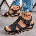thumbnail image 5 of IEMIEMIEM Women's Wedge Orthopedic Sandals Comfortable Open Toe Summer Sandals Comfortable Hollow Out Sandal with Arch Support Black 7.5 Wide, 5 of 7