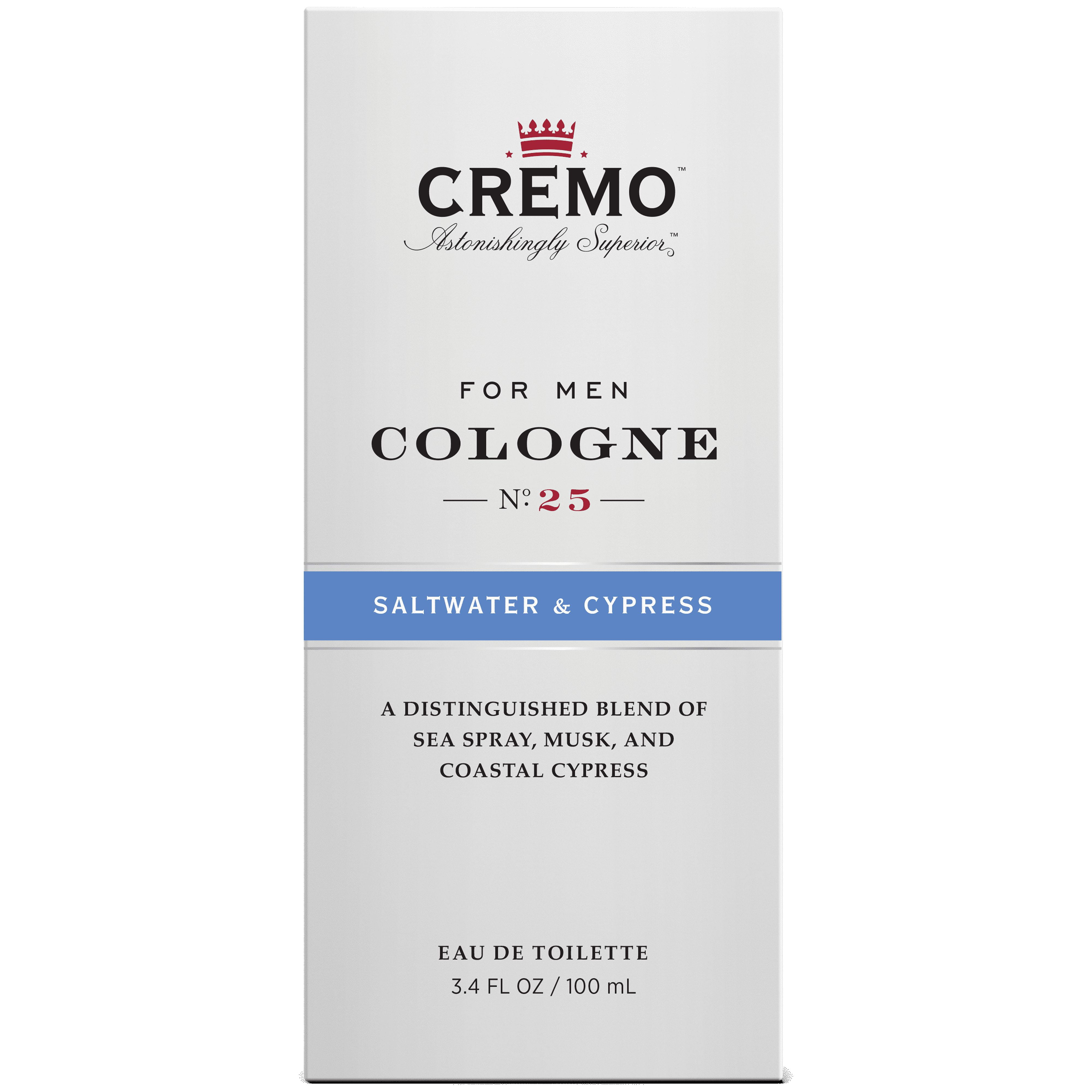 Cremo Men's Spray Cologne Saltwater and Cypress EDT, EDT 3.4 fl oz