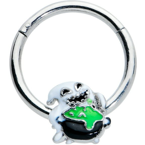 Body Candy 16G 316L Steel Hinged Segment Ring Seamless Cartilage Nipple Goo Ghost Cauldron Nose Hoop 3/8