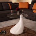 thumbnail image 1 of vidaXL Table Basse avec Plateau en Verre Rond Blanc Brillant, 1 of 4