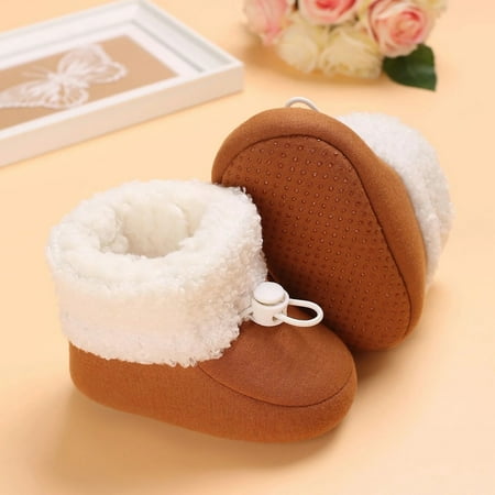 

Aayomet Fashion Toddler Colorful Little Girls Winter Warm Kids Baby Knitted Pre Walkers Boots For Baby Snow Boots 12-18 Months Brown