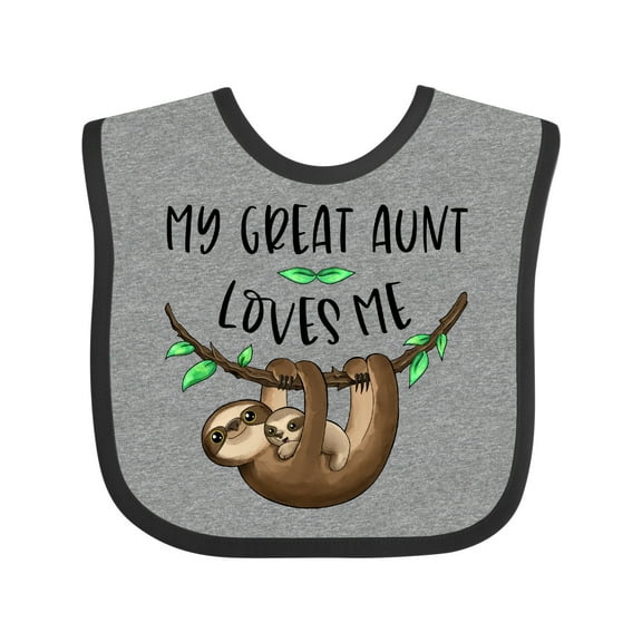 Inktastic My Great Aunt Loves Me Cute Sloth and Baby Boys or Girls Baby Bib