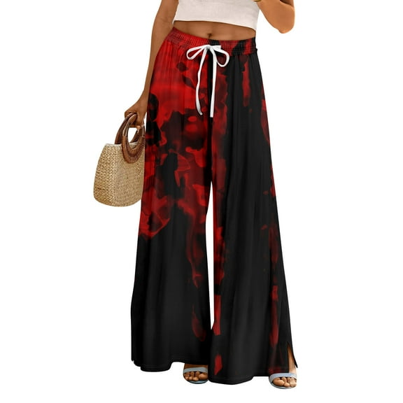 KDDYLITQ Women Halloween Pants Ghost Printed Drawstring Trousers Graphic Elastic High Waist Sweatpants Spooky Season Straight Leg Loungewear Fall Joggers with Pocket Black 2XL